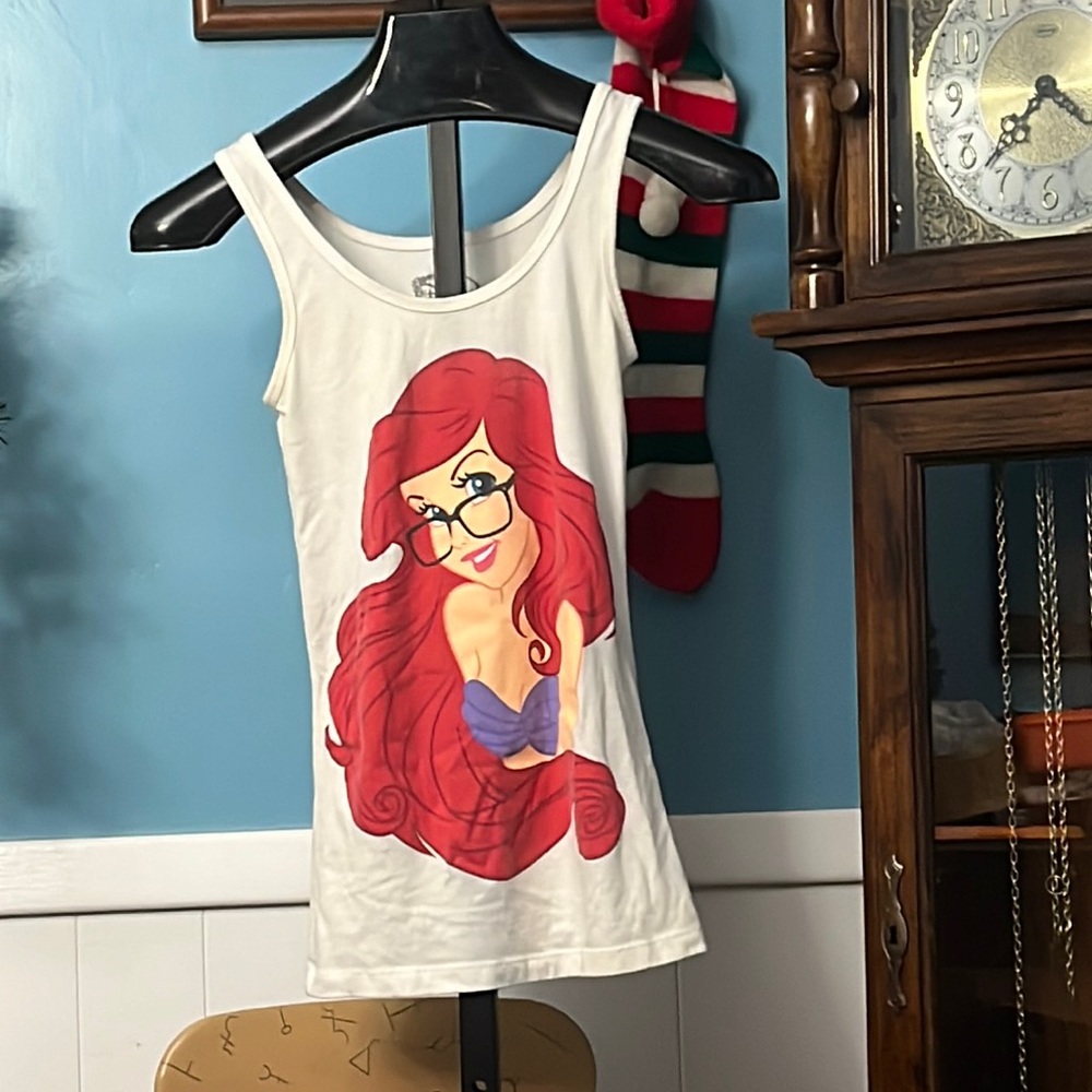 Disney’s Little Mermaid tank top, nerd, glasses